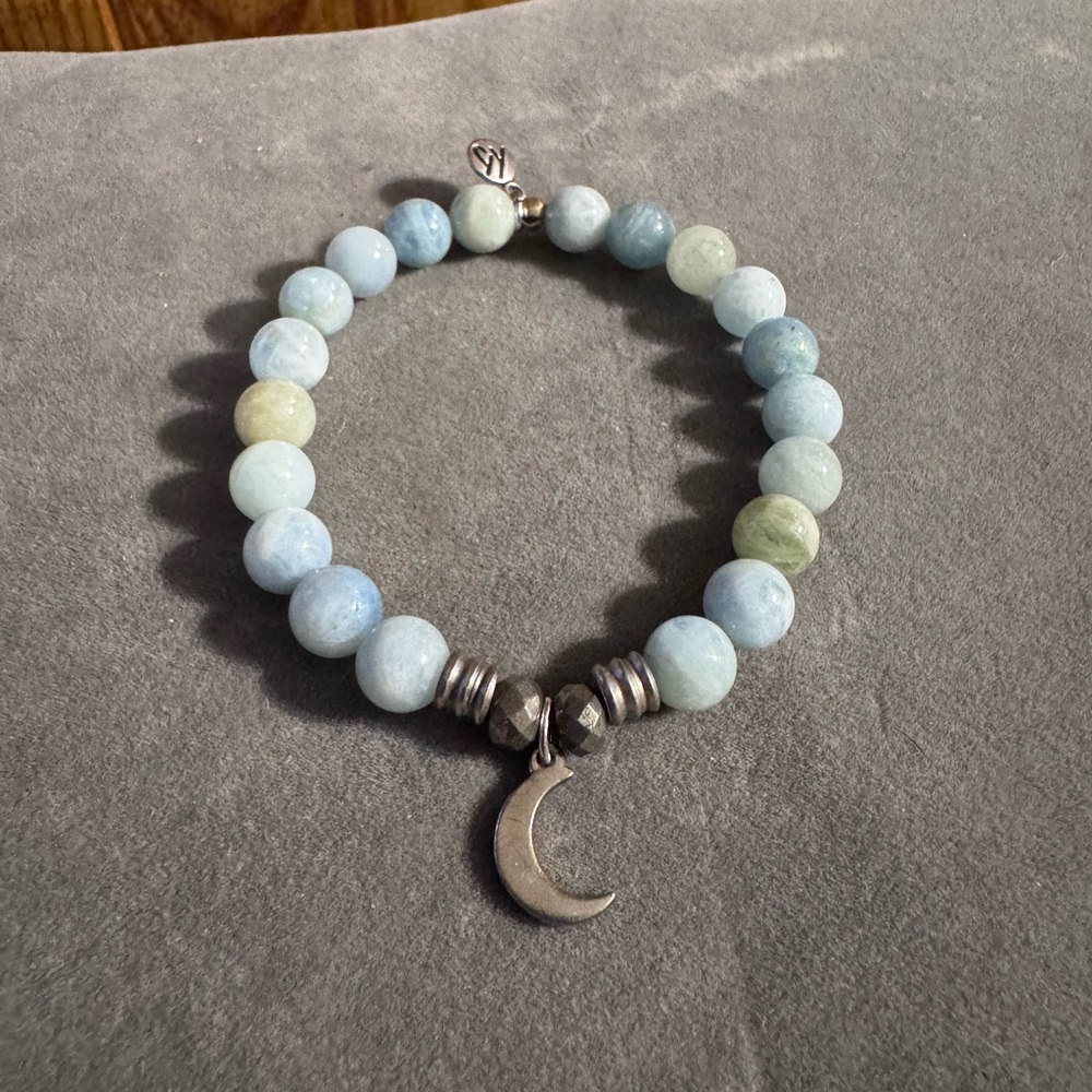 T. Jazelle TJ Moon Gemstone Beaded Stretch Bracelet
